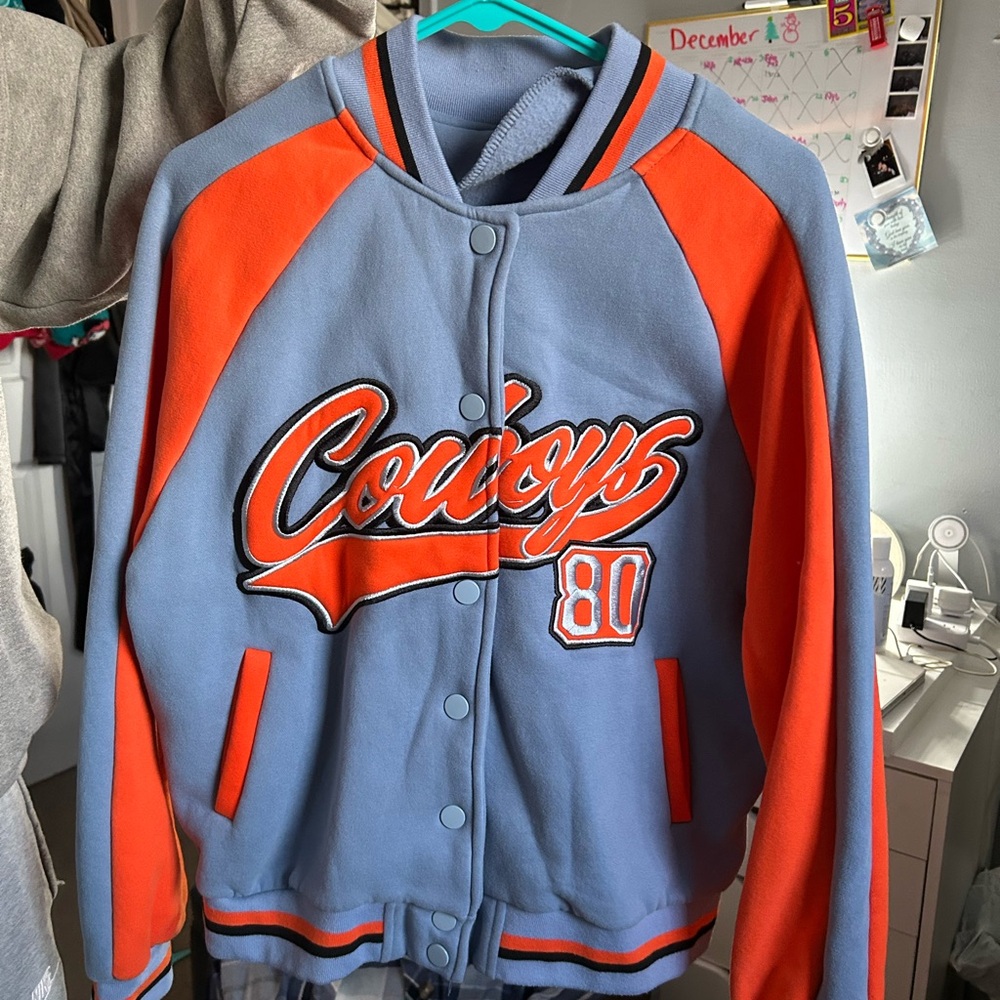Edikted cowbkys Varsity Jacket - Blue and Orange